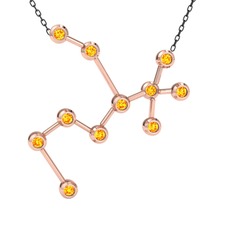 Sagittarius Kolye - Sitrin 8 ayar rose altın kolye (40 cm gümüş rolo zincir) #rnxy17