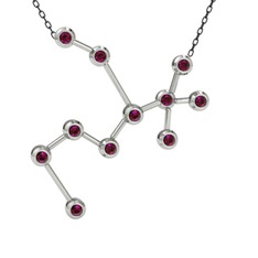 Rodolit garnet 14 ayar beyaz altın kolye (40 cm gümüş rolo zincir)