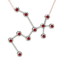 Garnet 14 ayar beyaz altın kolye (40 cm gümüş rolo zincir)