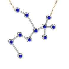 Sagittarius Kolye - Lab safir 14 ayar beyaz altın kolye (40 cm altın rolo zincir) #wrdiav