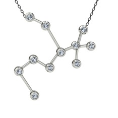 Sagittarius Kolye - Pırlanta 18 ayar beyaz altın kolye (0.396 karat, 40 cm gümüş rolo zincir) #xmkm7u