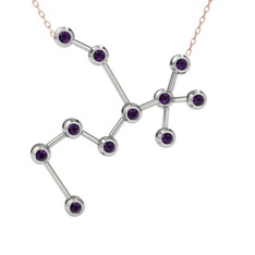 Sagittarius Kolye - Ametist 14 ayar beyaz altın kolye (40 cm rose altın rolo zincir) #z9rfbr