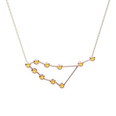 Capricorn Kolye - Sitrin 18 ayar rose altın kolye (40 cm altın rolo zincir) #10p06b0