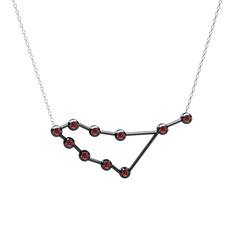 Garnet 925 ayar siyah rodyum kaplama gümüş kolye (40 cm beyaz altın rolo zincir)