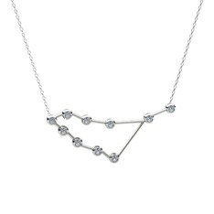 Capricorn Kolye - Swarovski 18 ayar beyaz altın kolye (40 cm gümüş rolo zincir) #16xwin9