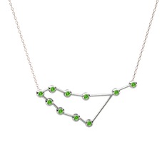 Peridot 18 ayar beyaz altın kolye (40 cm rose altın rolo zincir)