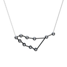 Capricorn Kolye - Beyaz zirkon 925 ayar siyah rodyum kaplama gümüş kolye (40 cm beyaz altın rolo zincir) #1csdrqt