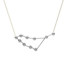 Capricorn Kolye - Swarovski 14 ayar beyaz altın kolye (40 cm altın rolo zincir) #1i9fcc2