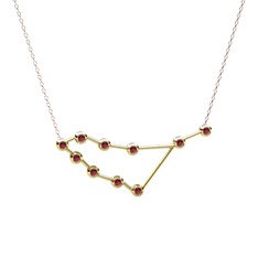 Capricorn Kolye - Kök yakut 18 ayar altın kolye (40 cm rose altın rolo zincir) #1js2csm