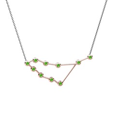 Peridot 14 ayar rose altın kolye (40 cm gümüş rolo zincir)