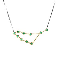 Capricorn Kolye - Yeşil kuvars 18 ayar altın kolye (40 cm gümüş rolo zincir) #1otd5io