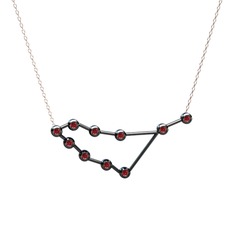 Capricorn Kolye - Garnet 925 ayar siyah rodyum kaplama gümüş kolye (40 cm rose altın rolo zincir) #1rouwk