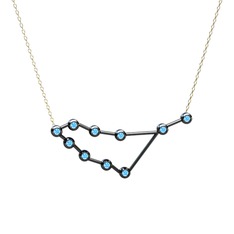 Capricorn Kolye - Akuamarin 925 ayar siyah rodyum kaplama gümüş kolye (40 cm altın rolo zincir) #1s1xwdq