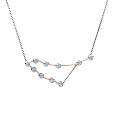 Akuamarin 18 ayar rose altın kolye (40 cm gümüş rolo zincir)