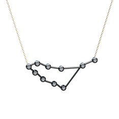 Capricorn Kolye - Swarovski 925 ayar siyah rodyum kaplama gümüş kolye (40 cm altın rolo zincir) #1v7zg8t