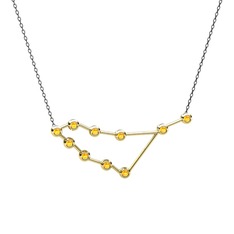 Capricorn Kolye - Sitrin 8 ayar altın kolye (40 cm gümüş rolo zincir) #1wy5xfc