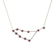 Garnet 8 ayar beyaz altın kolye (40 cm altın rolo zincir)
