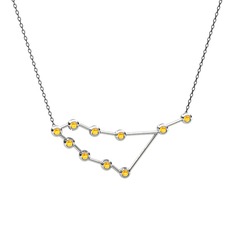 Capricorn Kolye - Sitrin 14 ayar beyaz altın kolye (40 cm gümüş rolo zincir) #1ybq6t5