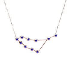 Capricorn Kolye - Lab safir 14 ayar rose altın kolye (40 cm rose altın rolo zincir) #20k4ll