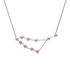 Pırlanta 18 ayar rose altın kolye (0.36 karat, 40 cm gümüş rolo zincir)