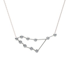Capricorn Kolye - Swarovski 18 ayar beyaz altın kolye (40 cm rose altın rolo zincir) #8s2frx