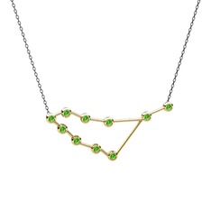 Capricorn Kolye - Peridot 14 ayar altın kolye (40 cm gümüş rolo zincir) #abzx0v