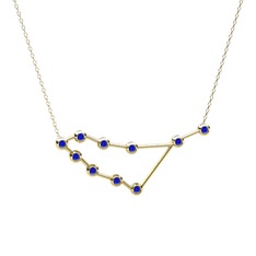 Lab safir 925 ayar altın kaplama gümüş kolye (40 cm altın rolo zincir)