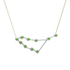 Capricorn Kolye - Peridot 18 ayar beyaz altın kolye (40 cm altın rolo zincir) #lrxy06