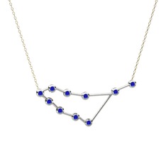Capricorn Kolye - Lab safir 18 ayar beyaz altın kolye (40 cm altın rolo zincir) #m55u2j