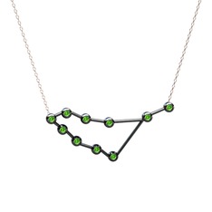 Capricorn Kolye - Peridot 925 ayar siyah rodyum kaplama gümüş kolye (40 cm gümüş rolo zincir) #mjgpae
