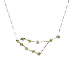 Peridot 14 ayar rose altın kolye (40 cm beyaz altın rolo zincir)