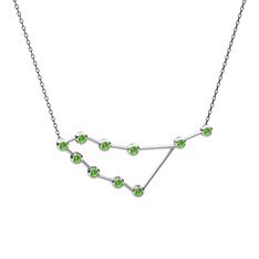 Capricorn Kolye - Peridot 14 ayar beyaz altın kolye (40 cm gümüş rolo zincir) #obmqou