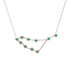 Capricorn Kolye - Yeşil kuvars 14 ayar rose altın kolye (40 cm altın rolo zincir) #q8k3zo