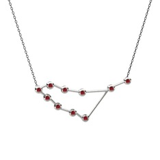 Garnet 14 ayar beyaz altın kolye (40 cm gümüş rolo zincir)