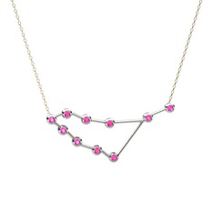 Capricorn Kolye - Pembe kuvars 8 ayar beyaz altın kolye (40 cm altın rolo zincir) #vtoajx