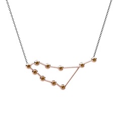 Capricorn Kolye - Dumanlı kuvars 8 ayar rose altın kolye (40 cm gümüş rolo zincir) #vxe0uh