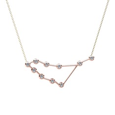 Pırlanta 925 ayar rose altın kaplama gümüş kolye (0.36 karat, 40 cm altın rolo zincir)
