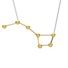 Ursa Major Kolye - Sitrin 8 ayar altın kolye (40 cm beyaz altın rolo zincir) #11gw05b