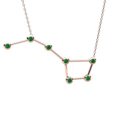 Ursa Major Kolye - Kök zümrüt 18 ayar rose altın kolye (40 cm rose altın rolo zincir) #11wp2nu