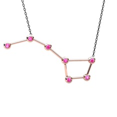 Ursa Major Kolye - Pembe kuvars 8 ayar rose altın kolye (40 cm gümüş rolo zincir) #126rudb