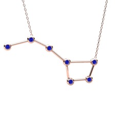 Ursa Major Kolye - Lab safir 8 ayar rose altın kolye (40 cm rose altın rolo zincir) #135sfnd