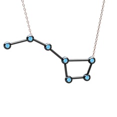 Ursa Major Kolye - Akuamarin 925 ayar siyah rodyum kaplama gümüş kolye (40 cm rose altın rolo zincir) #157eihu