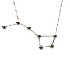 Ursa Major Kolye - Dumanlı kuvars 8 ayar beyaz altın kolye (40 cm rose altın rolo zincir) #161jocp