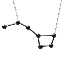 Ursa Major Kolye - Siyah zirkon 925 ayar siyah rodyum kaplama gümüş kolye (40 cm rose altın rolo zincir) #17gidxd