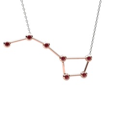 Kök yakut 8 ayar rose altın kolye (40 cm gümüş rolo zincir)