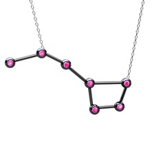 Ursa Major Kolye - Pembe kuvars 925 ayar siyah rodyum kaplama gümüş kolye (40 cm beyaz altın rolo zincir) #19jnnt5