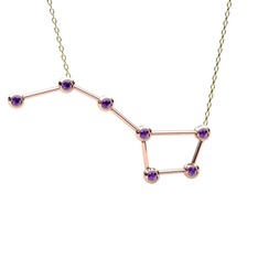 Ursa Major Kolye - Ametist 18 ayar rose altın kolye (40 cm altın rolo zincir) #1ap9ttt