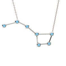 Ursa Major Kolye - Akuamarin 18 ayar beyaz altın kolye (40 cm rose altın rolo zincir) #1baght4