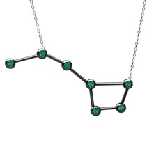 Ursa Major Kolye - Yeşil kuvars 925 ayar siyah rodyum kaplama gümüş kolye (40 cm beyaz altın rolo zincir) #1biuihi