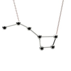 Ursa Major Kolye - Siyah zirkon 18 ayar beyaz altın kolye (40 cm rose altın rolo zincir) #1cahxt0